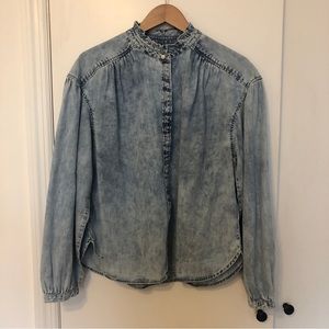 NWT! Gap Acid Wash Denim Blouse